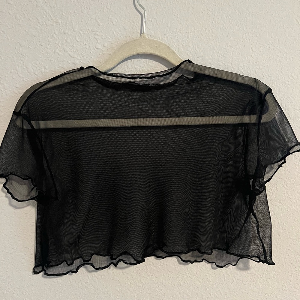 NWOT black mesh crop top